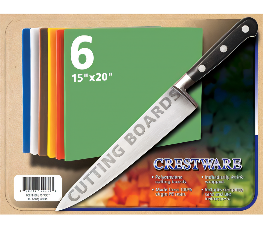 Product image #1 for Crestware 18 x 24 x 1/2 Inch Assorted-Color Polyethylene Cutting Board Pack of 6