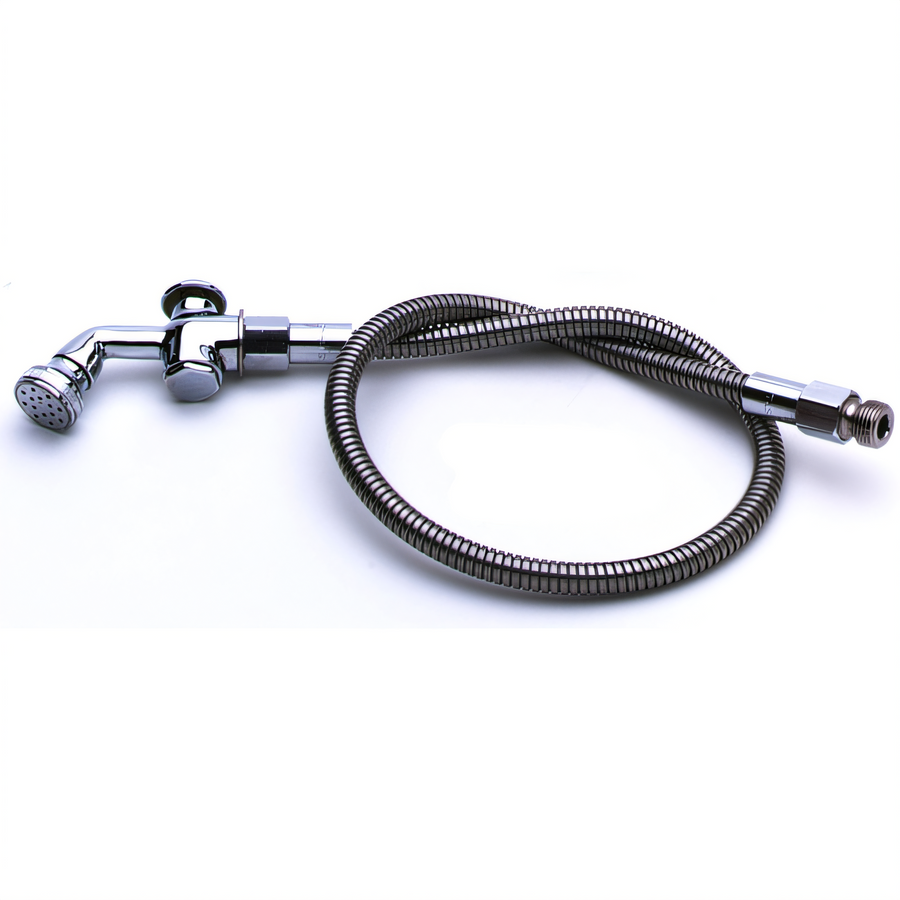 Product image #1 for T&S Brass Push Button Rosespray Pre-Rinse Spray Valve Assembly with 60-Inch Flexible Stainless Steel Hose