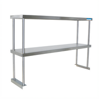 BK Resources Stainless Steel Double Table-Mount Overshelf with Adjustable Lower Shelf, 72 x 12 Inches