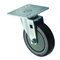 Winco Universal 5-Inch Polyurethane Plate Caster Set, 220 lb Capacity, 2 Casters per Set