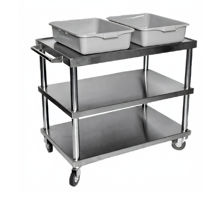 Product image #1 for Open 3-Shelf Utility Bus Cart, 430 Stainless Steel, 300 lb. Capacity