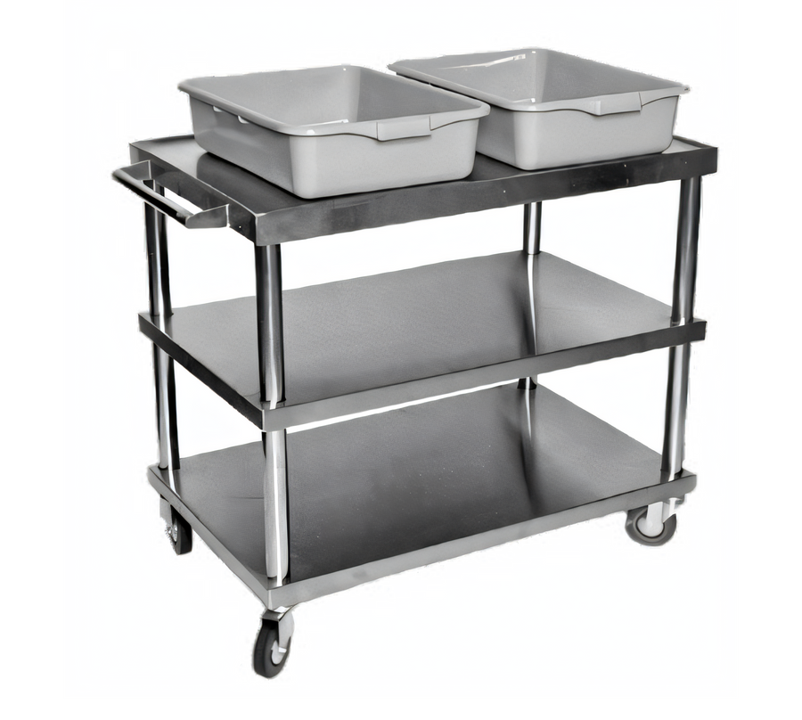 Product image #1 for Open 3-Shelf Utility Bus Cart, 430 Stainless Steel, 300 lb. Capacity