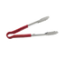 Thumbnail image #1 for 10 Inch Heavy-Duty Stainless Steel Scalloped Edge Utility Tongs with Red Poly-Coated Handle