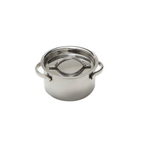 American Metalcraft 4 oz Round Stainless Steel Mini Pot with Lid and Handles