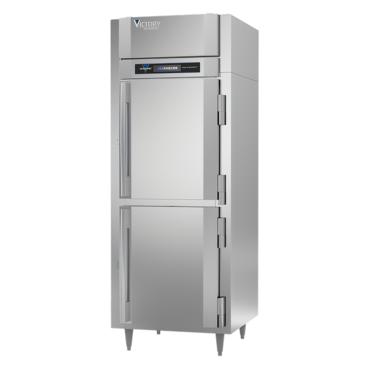 Product image #1 for Victory UltraSpec Extra-Wide One-Section Reach-In Freezer with Dual Solid Half Doors, Self-Contained, 24.08 Cu. Ft.