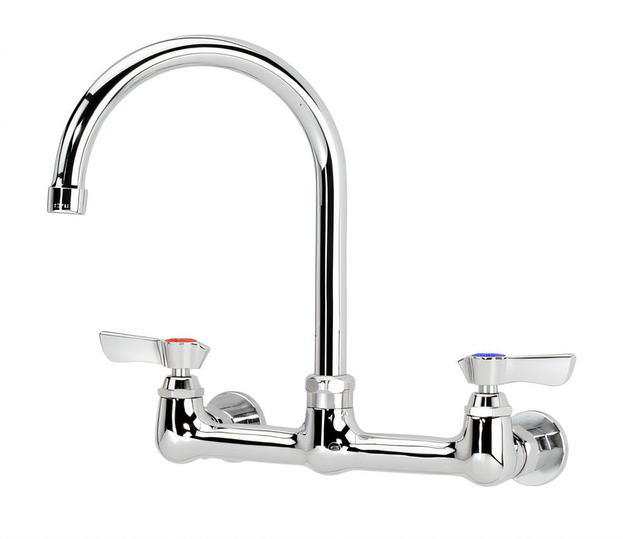 Product image #1 for Krowne Silver Series Splash-Mounted Commercial Faucet with 6-Inch Gooseneck Spout, 8-Inch Centers
