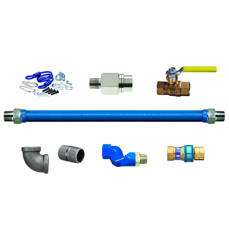 Product image #1 for Dormont Blue Hose 3/4-Inch ID x 36-Inch Moveable Gas Connector Kit with Excess Flow Valve and Restraining Device