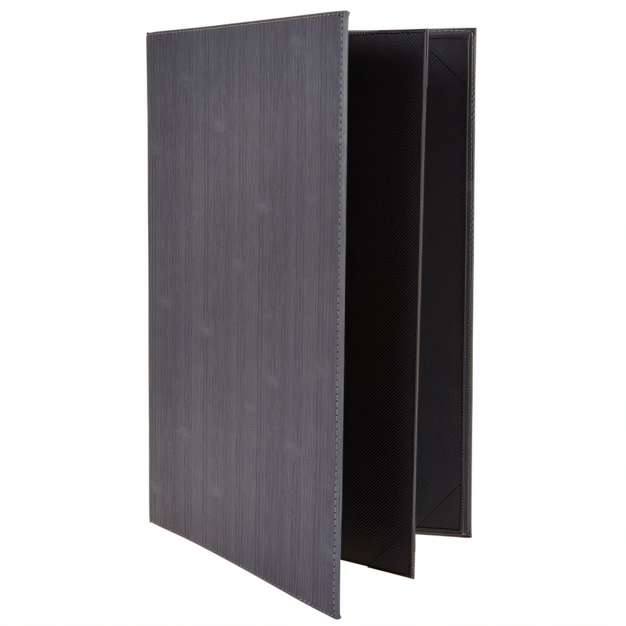 Product image #1 for Winco Four-View Legal-Size Leather-Like Menu Cover for 8-1/2" x 14" Paper, Gray