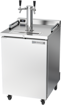 Beverage Air Dual Zone Wine & Beer Draft Cooler with 2-Tap Tower, 24-Inch Wide, 4-Keg Stainless Steel Flat Top Beer Dispenser