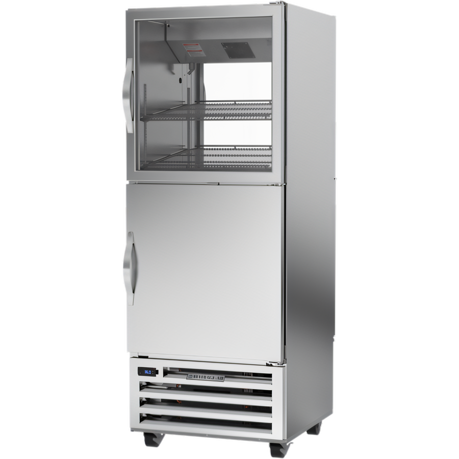 Product image #1 for Beverage-Air RID18HC-HGS One-Section Pass-Thru Refrigerator with Half-Solid Half-Glass Doors, Bottom-Mount, 18.38 Cu. Ft.