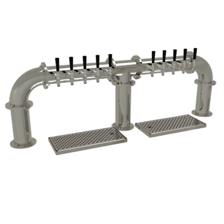 Product image #1 for Glastender Pipe Bridge Countertop Draft Dispensing Tower, 10 Faucets, 3 Columns, Glycol-Cooled, Mirror Finish