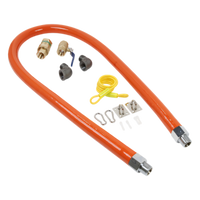 48-Inch Commercial Gas Hose Kit with Quick Disconnect and Restraining Cable