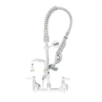 T&S Brass EasyInstall Mini Pre-Rinse Unit with 8-Inch Wall Mount and 8-Inch Swing Nozzle