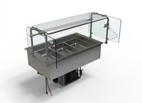 Hatco 3-Pan Full-Size Drop-In Refrigerated Cold Well Bundle with Sneeze Guard and Lamp