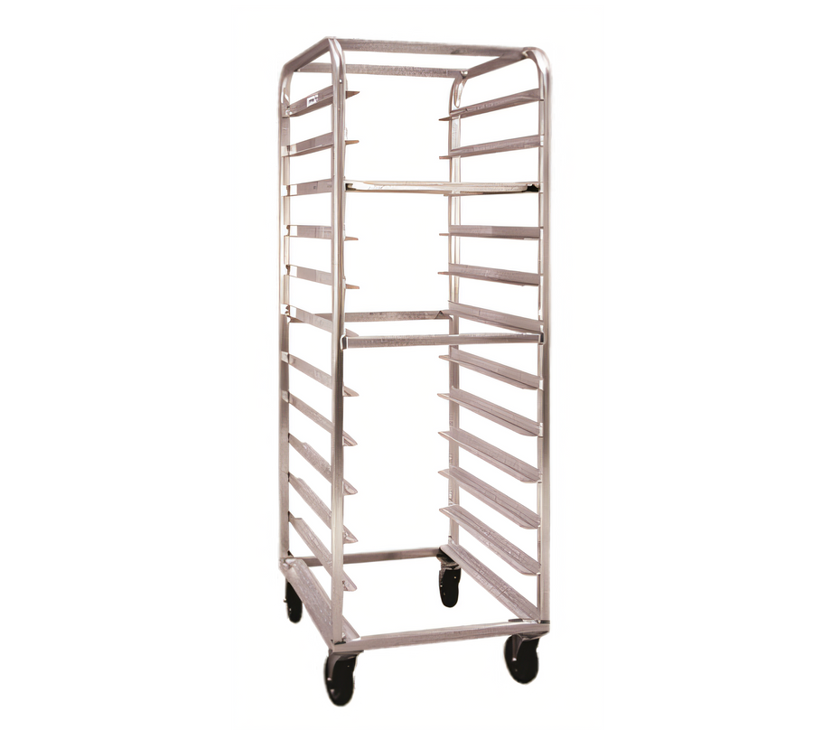 Product image #1 for New Age Full-Height Mobile Tray Retrieval Rack for 15" x 20" Trays, 24-Tray Capacity, Aluminum, End Loading