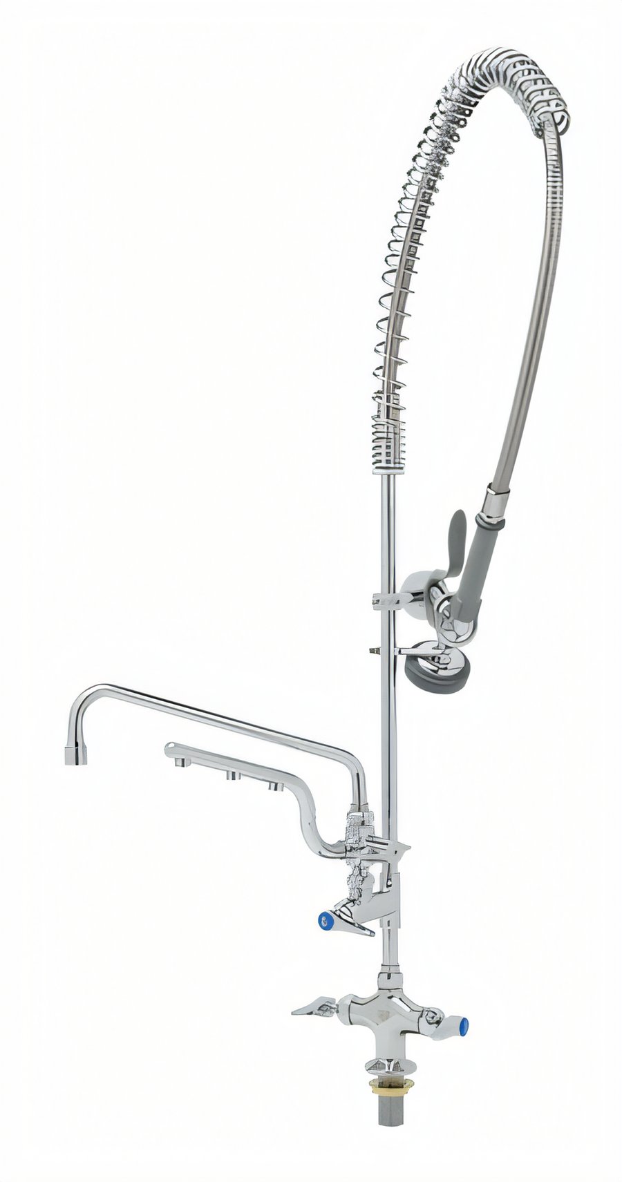 Product image #1 for T&S Brass UltraRinse Single-Hole Deck Mount Mixing Faucet with 12-Inch Swing Nozzle and Pre-Rinse Sprayer