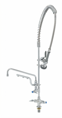 T&S Brass UltraRinse Single-Hole Deck Mount Mixing Faucet with 12-Inch Swing Nozzle and Pre-Rinse Sprayer