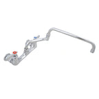 Thumbnail image #1 for John Boos PBF-18-DJSLF Heavy-Duty Lead-Free Backsplash-Mount Pre-Rinse Faucet, 18-Inch Double-Jointed Swing Spout, 8-Inch Centers, Chrome