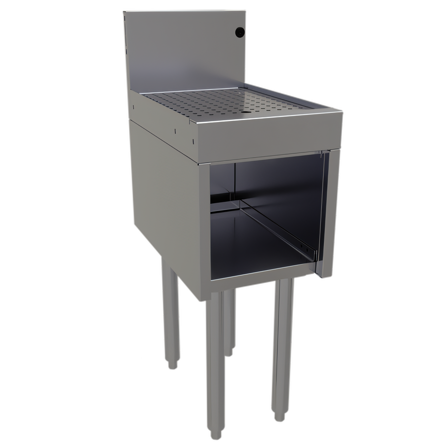 Product image #1 for Glastender 12-Inch Underbar Drainboard Half Cabinet, Open Front, No Door, Stainless Steel