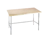 Advance Tabco Maple Top Wood Work Table with Galvanized Open Base, 84 x 36 Inches, 1-3/4 Inch Top