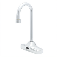 ChekPoint Electronic Touchless Deck-Mount Faucet with 4-Inch Centers, 4-1/8-Inch Gooseneck Spout, and 0.5 GPM Spray Device