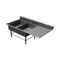 John Boos Pro-Bowl 2-Compartment Sink with 30-Inch Right Drainboard