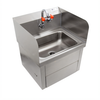 John Boos Wall-Mounted Hand Sink with Eye Wash and Knee-Activated Faucet, Left/Right Side Splashes