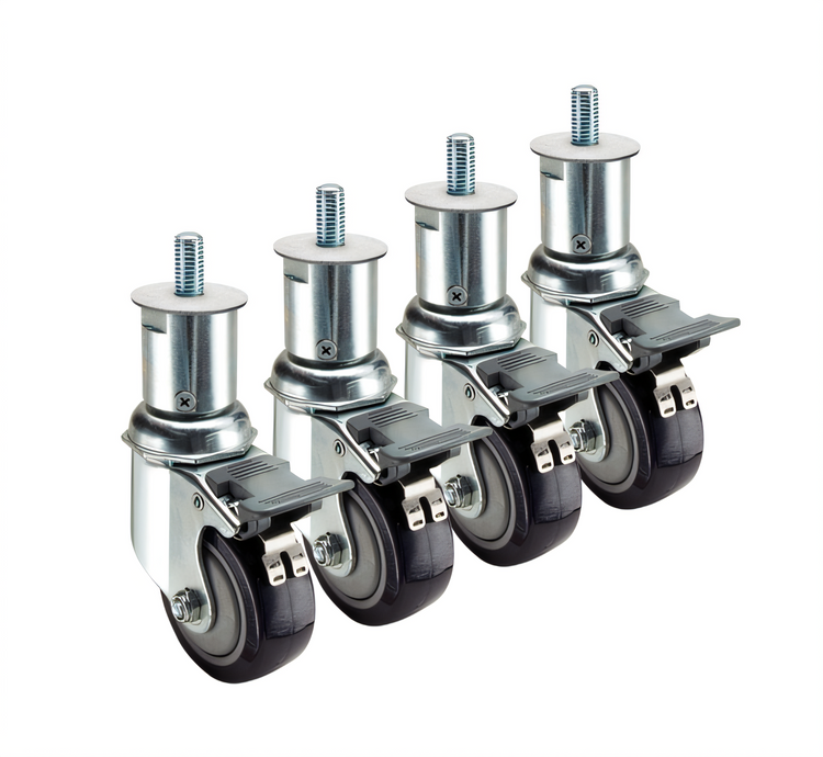 Product image #1 for Krowne Royal Series Adjustable Height 3-Inch Swivel Threaded Stem Caster with Brake, Grease Resistant
