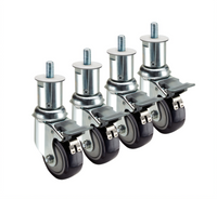 Krowne Royal Series Adjustable Height 3-Inch Swivel Threaded Stem Caster with Brake, Grease Resistant