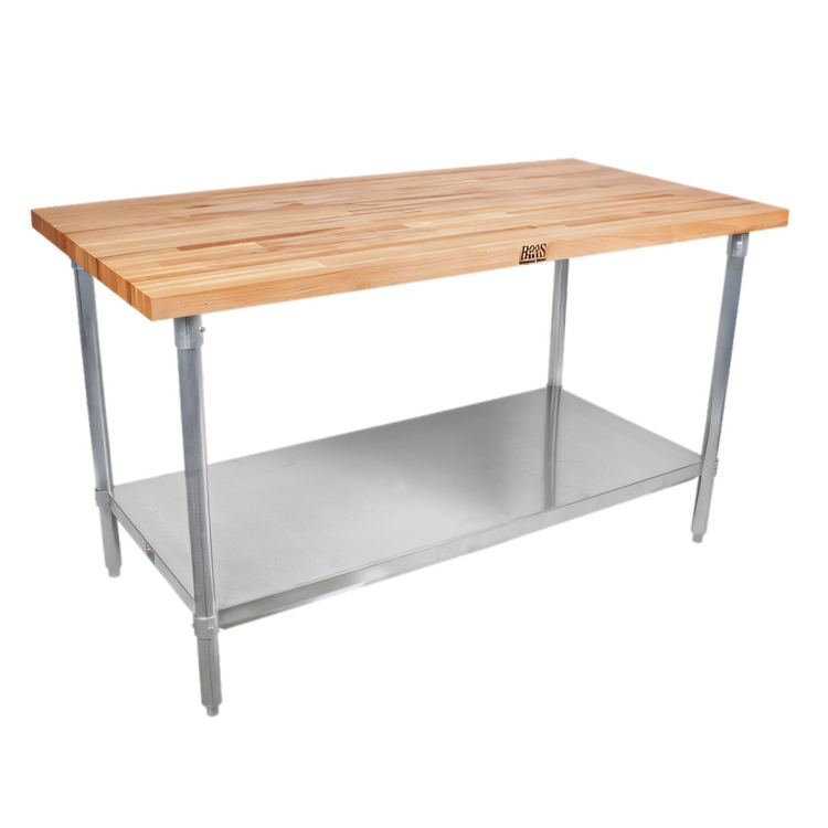 Product image #1 for John Boos 84-Inch x 36-Inch Northern Hard Rock Maple Wood Top Work Table with Adjustable Undershelf