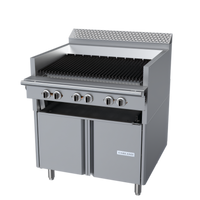 Garland Cuisine Series Heavy-Duty 36-Inch Gas Char-Broiler with Fixed Cast Iron Grid and Open Cabinet Base