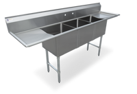 Steel Works Stainless Commercial 3-Compartment Sink with 18