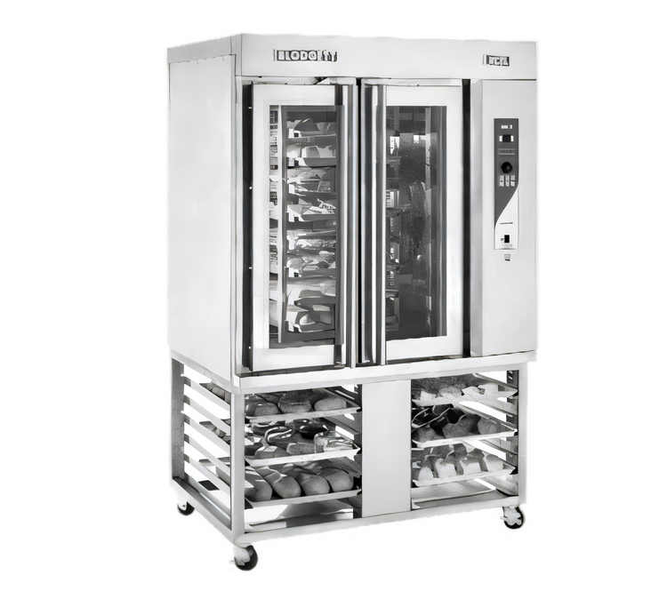 Product image #1 for Blodgett XR8-E/STAND Electric Mini Rotating Rack Bakery Oven with Stainless Steel Stand