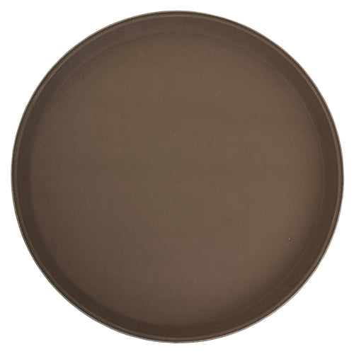 Product image #1 for Deluxe 16-Inch Round Brown Non-Slip Fiberglass Serving Tray