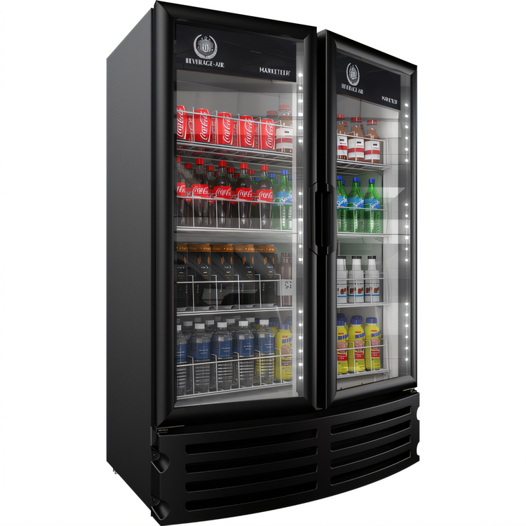Product image #1 for Beverage-Air Marketeer 2-Door Reach-In Refrigerated Glass Door Merchandiser, 16.77 Cu. Ft., Black