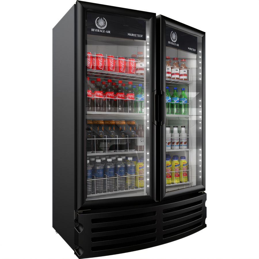 Product image #1 for Beverage-Air Marketeer 2-Door Reach-In Refrigerated Glass Door Merchandiser, 16.77 Cu. Ft., Black