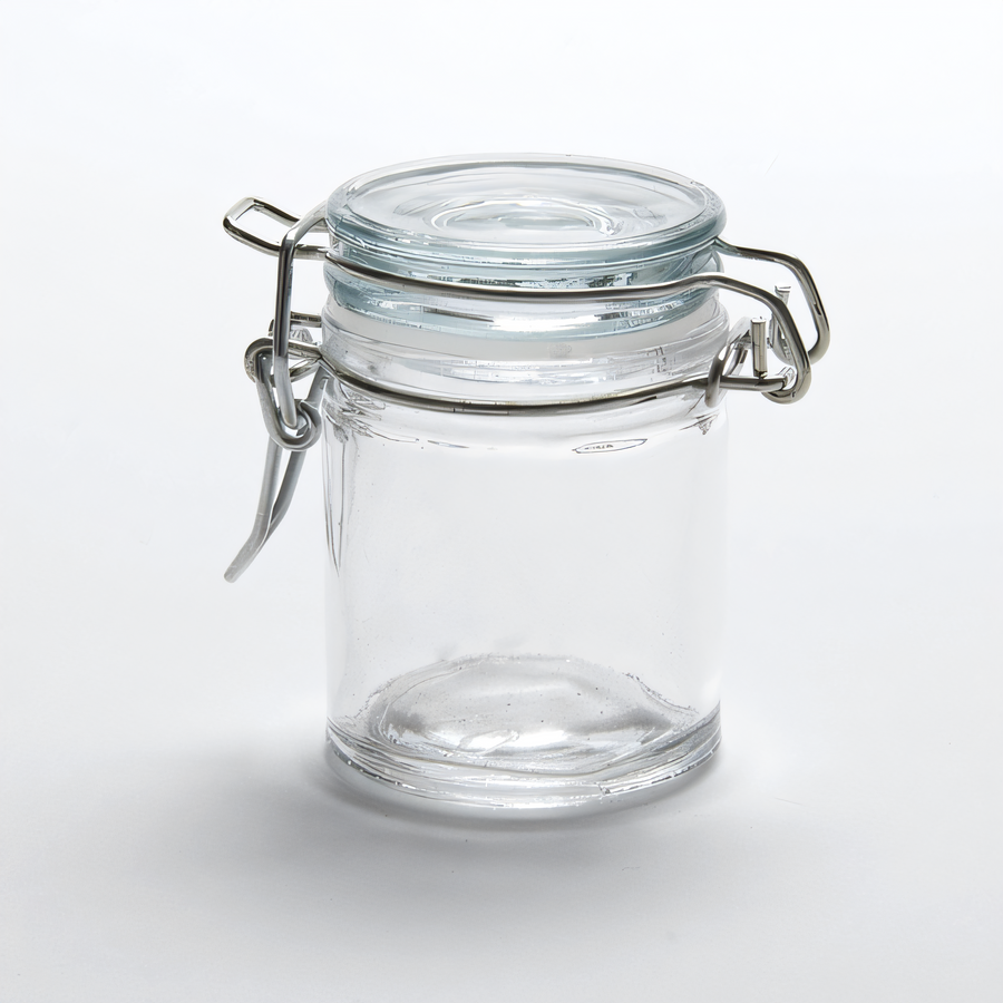 Product image #1 for American Metalcraft Mini Clear Glass Mason Jar Condiment Jar with Hinged Lid, 1-1/2 oz.