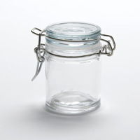American Metalcraft Mini Clear Glass Mason Jar Condiment Jar with Hinged Lid, 1-1/2 oz.