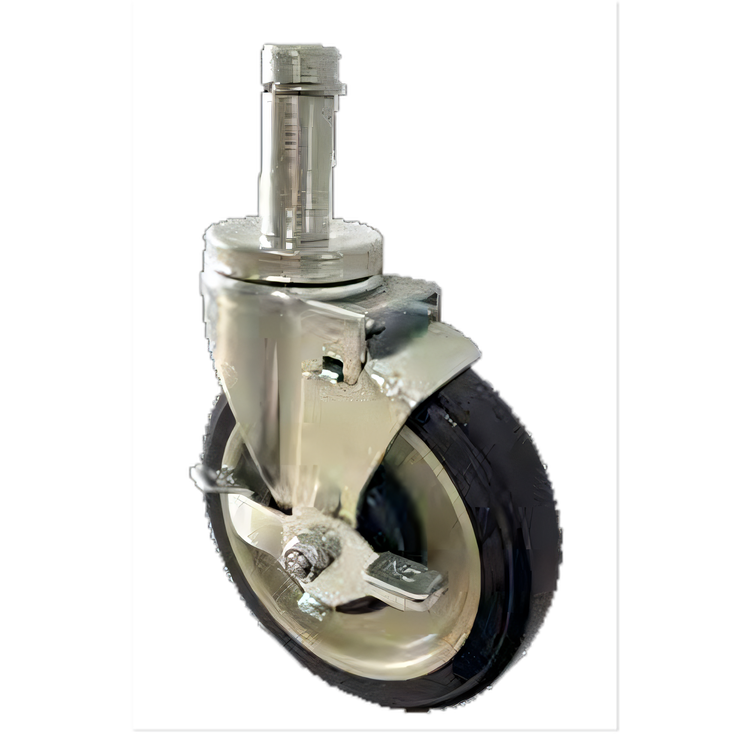 Product image #1 for Universal Swivel Snap-In Stem Caster Set for Wire Shelving, 5-Inch Polyurethane Wheels, 4-Pack