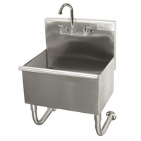 Advance Tabco 1-Station Wall-Mounted Square Corner Hand Sink with Faucet, 23 Inch Wide, 304 Stainless Steel