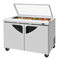 Turbo Air Super Deluxe Stainless Steel Two-Section Sandwich/Salad Prep Table with Glass Lid, 48-1/4 Inch, 12-Pan