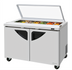 Thumbnail image #1 for Turbo Air Super Deluxe Stainless Steel Two-Section Sandwich/Salad Prep Table with Glass Lid, 48-1/4 Inch, 12-Pan