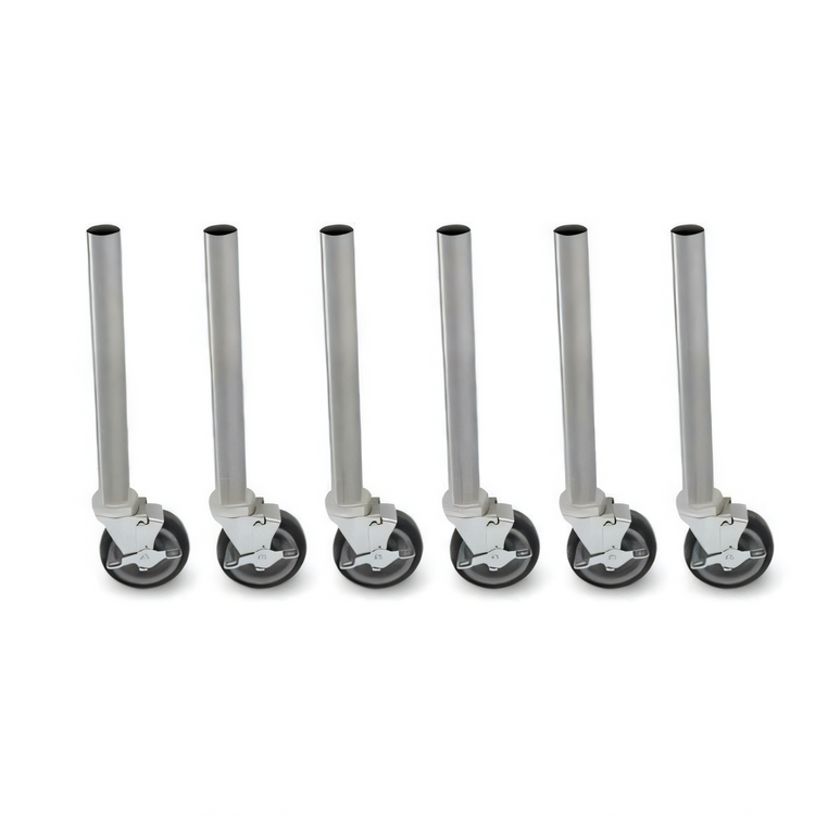 Product image #1 for John Boos 34-3/4 Inch Heavy-Duty Stainless Steel Legs With 5 Inch Locking Swivel Casters, Set of 6