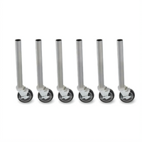 John Boos 34-3/4 Inch Heavy-Duty Stainless Steel Legs With 5 Inch Locking Swivel Casters, Set of 6