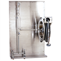 Open Stainless Steel Retractable Hose Reel Assembly with 35-Foot Hose and Mixing Faucet