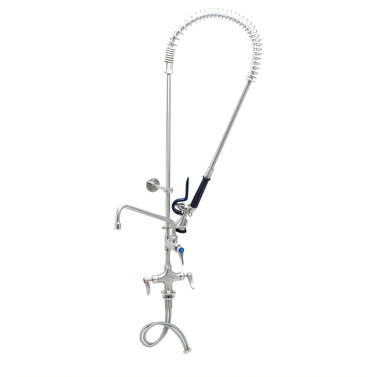 Product image #2 for T&S Brass Single-Hole Deck-Mount Mixing Faucet with 12-Inch Swing Nozzle and Spray Valve