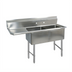Thumbnail image #1 for BK Resources Two-Compartment Stainless Steel Sink with Left-Hand Drainboard, 52-1/2 Inches W x 25-13/16 Inches D