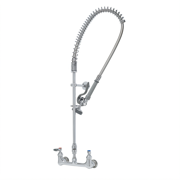 Product image #1 for T&S Brass EasyInstall Wall-Mount Pre-Rinse Unit with Spring Action Gooseneck and 1.15 GPM Spray Valve