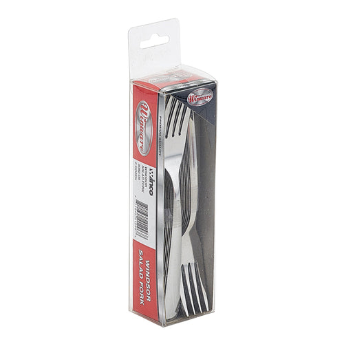 Product image #2 for Winco Windsor Pattern Salad Fork, 6-1/4-Inch, 18/0 Stainless Steel, Medium Weight, Vibro Finish, Clear-View Pack of 24
