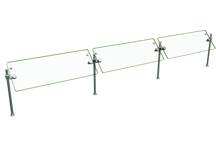 Product image #1 for Hatco Flav-R-Shield ORBIT360-120 Self-Service 3-Bay Adjustable Tempered Glass Sneeze Guard